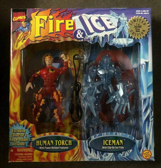 VINTAGE TOY Toybiz Marvel Comics Fire & Ice Human Torch And Iceman LTD Editions