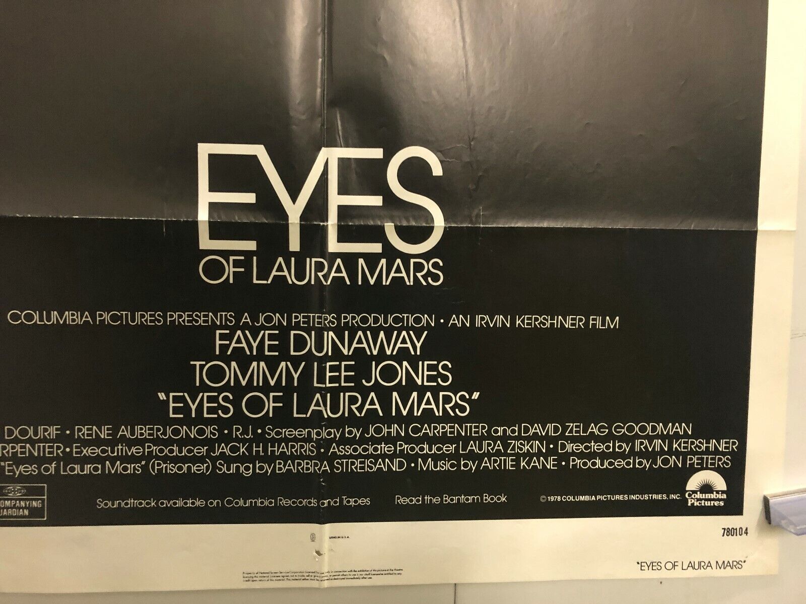 Eyes of Laura Mars (Columbia, 1978). One Sheet (27" X 41"). Thriller