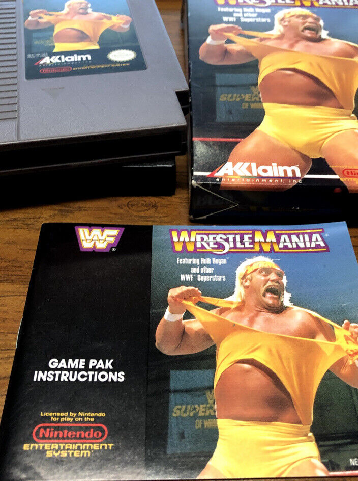 Wrestlemania NES (Nintendo Entertainment System, 1985) Box & Game - Super Clean