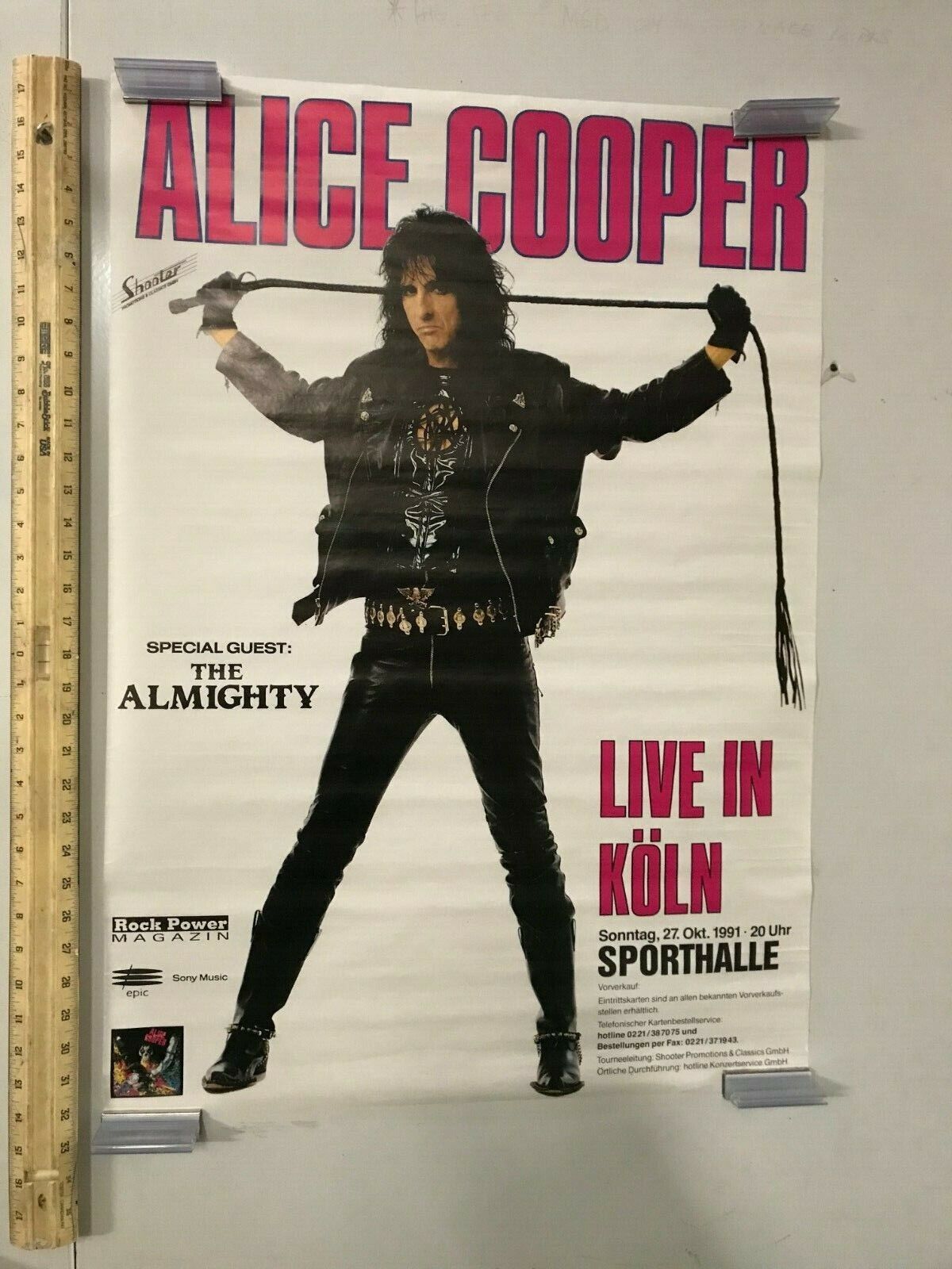 Alice Cooper Live in Köln Vintage Original 1991 Poster The Almighty Rock & Roll