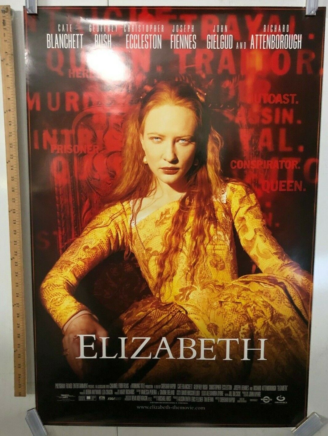 "Elizabeth" Original Movie Promo Poster Cate Blanchett One Sheet 27x40 SS