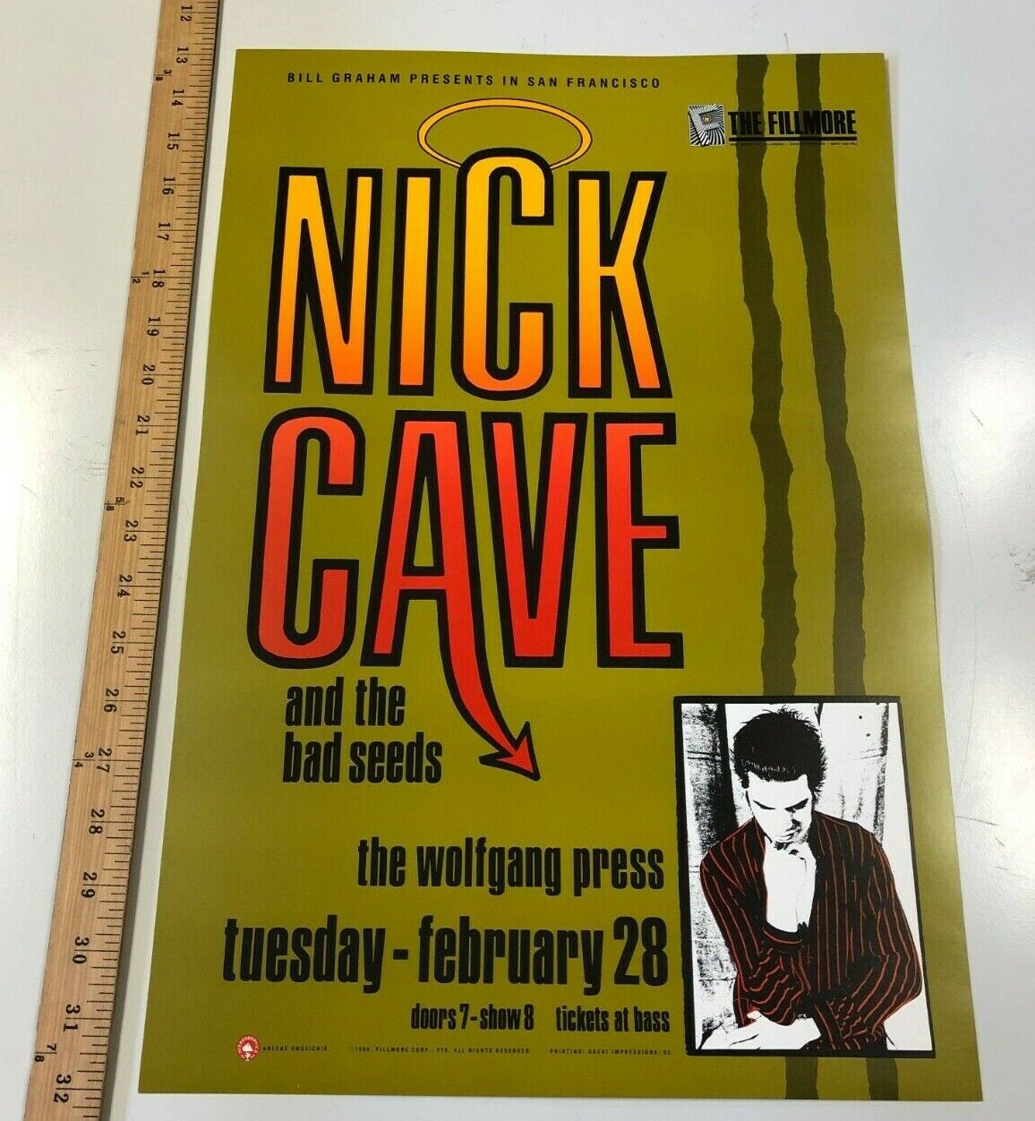 Bill Graham - 1989 - Nick Cave & The Bad Seeds Original Rolled @ The Fillmore