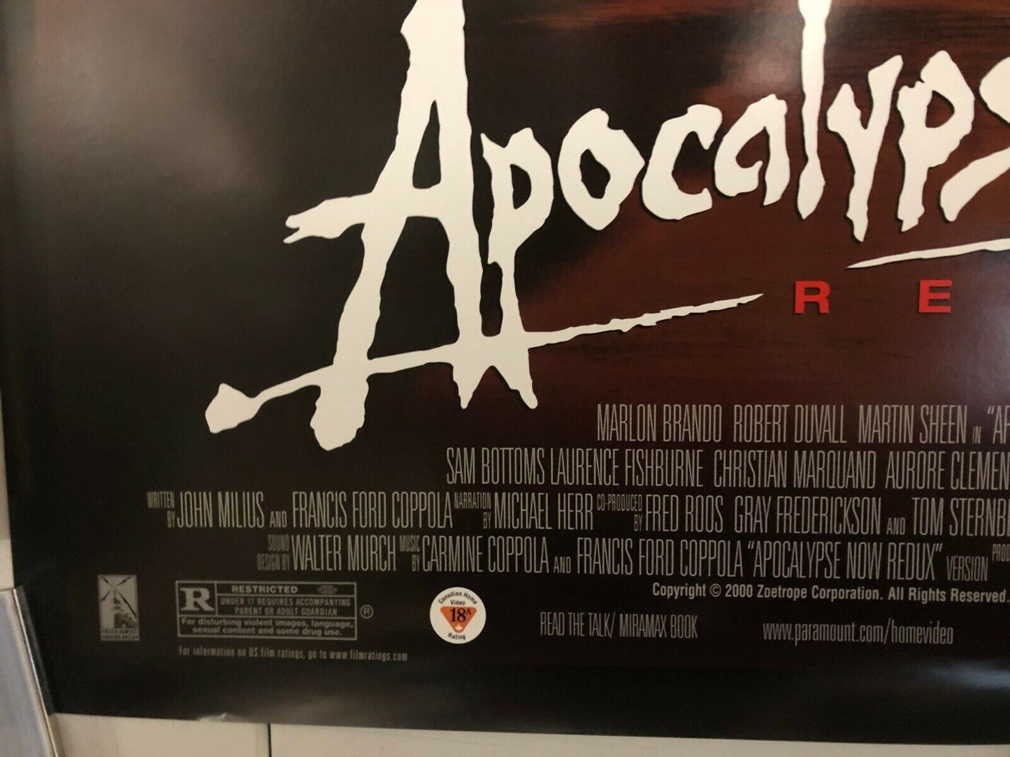 Apocalypse Now Redux Original Movie Theater Promo Poster 2001 Marlon Brando