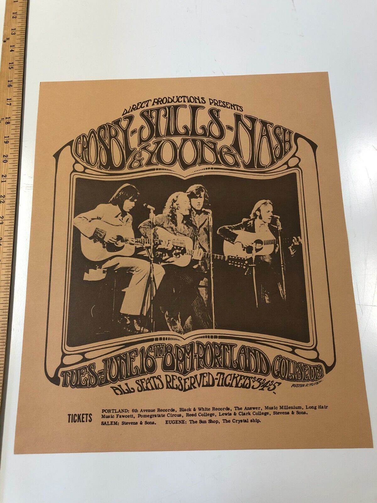 David Crosby Stills Nash & Young Randy Tuten Original Vintage Print Country CSNY