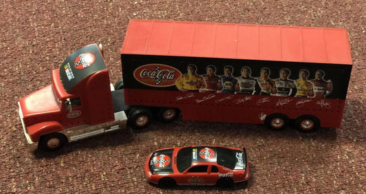 2002 COCA COLA COKE NASCAR CARRIER TRUCK WITH RACE CAR Rare