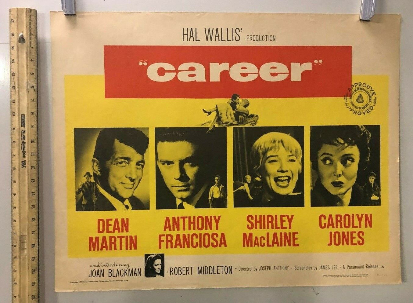 Career (Paramount, 1959). Half Sheet (22" X 28") Style A. Drama