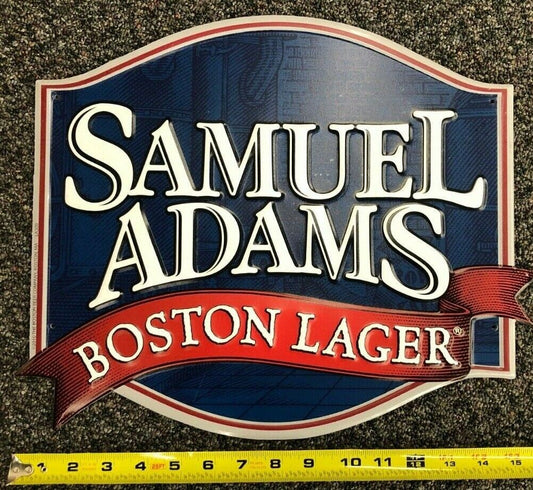 VINTAGE TIN BEER SIGN Samuel Adams Boston Lager Classic Promotional Items