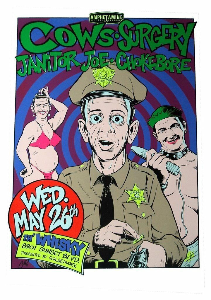 Coop - 1993 - Cows Concert Poster W/ Chokebore, Janitor Joe, Surgery 