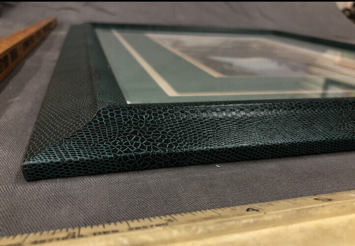 Art Work Lady Laying Nude Next To Pool Framed Snake Skin Frame Rare