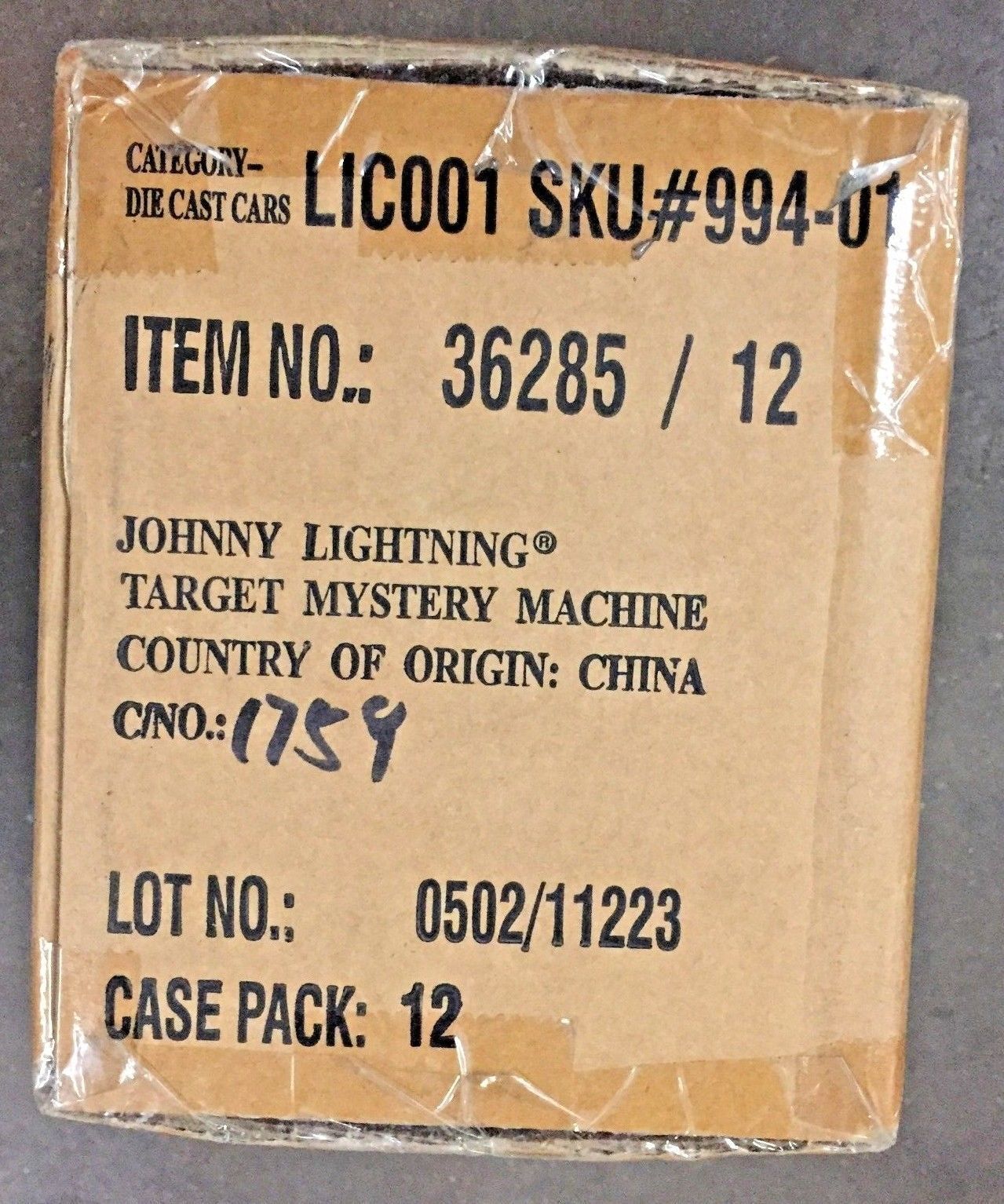 FACTORY CASE of 12 Johnny Lightning Target Exc SCOOBY-DOO THE MYSTERY MACHINE