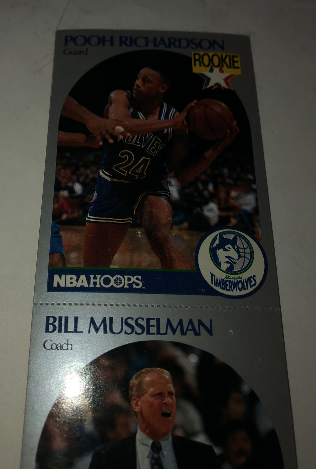 1990-91 MINNESOTA TIMBERWOLVES NBA HOOPS UNCUT SHEET 8-CARD TEAM Full SET