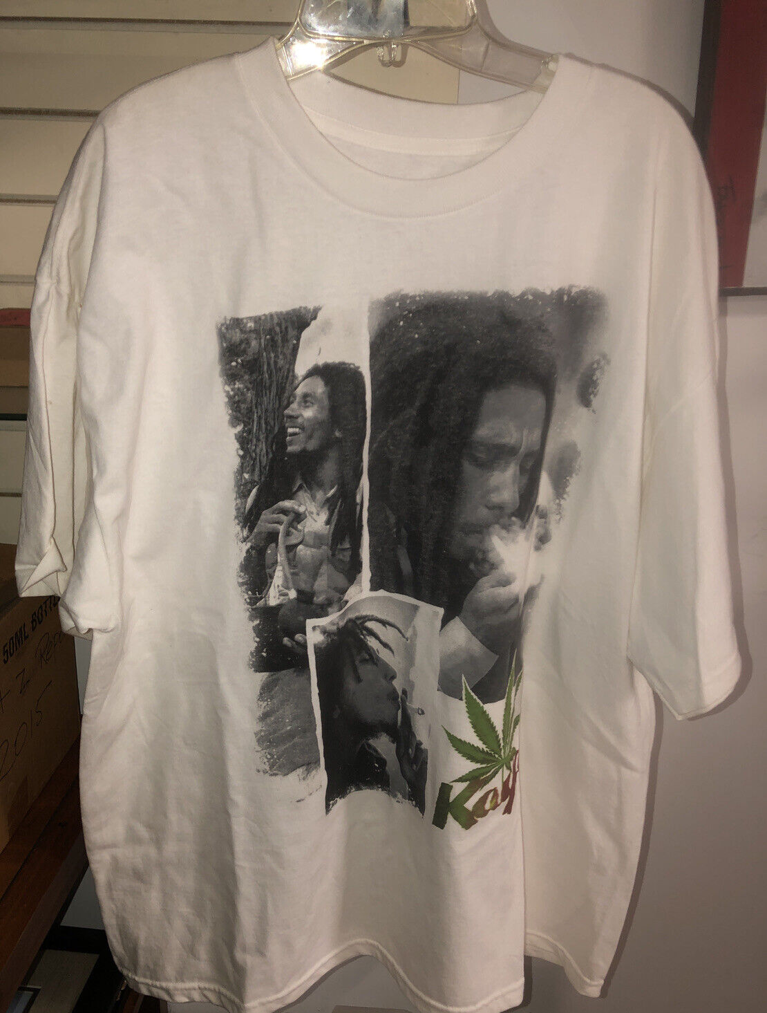 Vintage T Shirt - Bob Marley Smoking Weed Kaya White Zion Size XXL