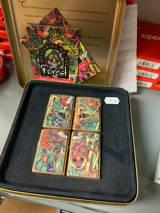 VINTAGE Zippo Boxed SET OF 4 "Mysteries Of The Forest" 10 Year Anniversary