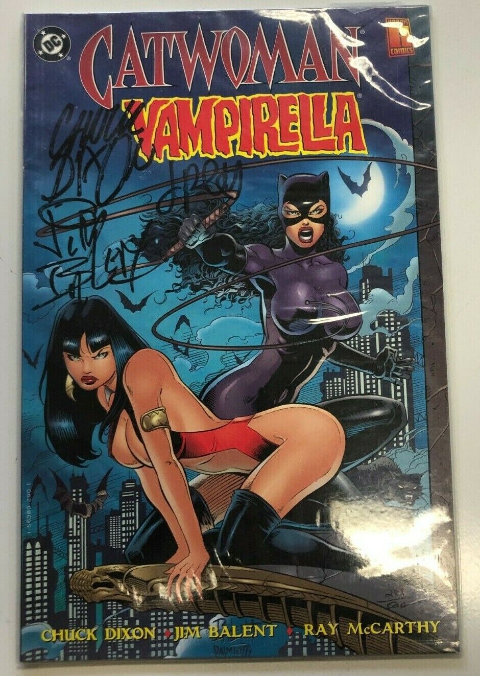 DC Comics Catwoman & Vampirella Comic Signed By Chuck Dixon W/ COA Jim Balent