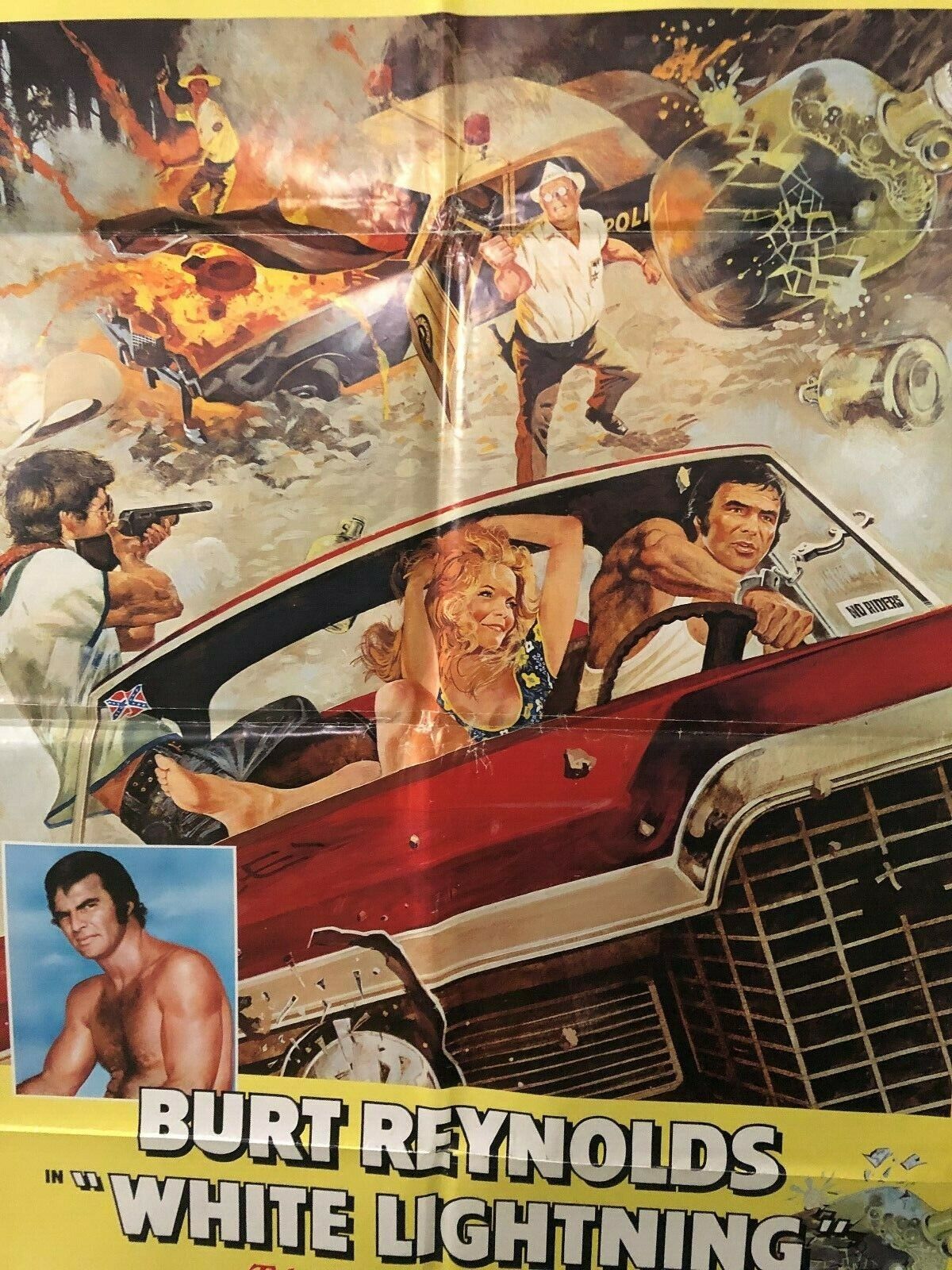 White Lightning United Artists 1973 Folded Fine/Very Fine. 27x41 Burt Reynolds