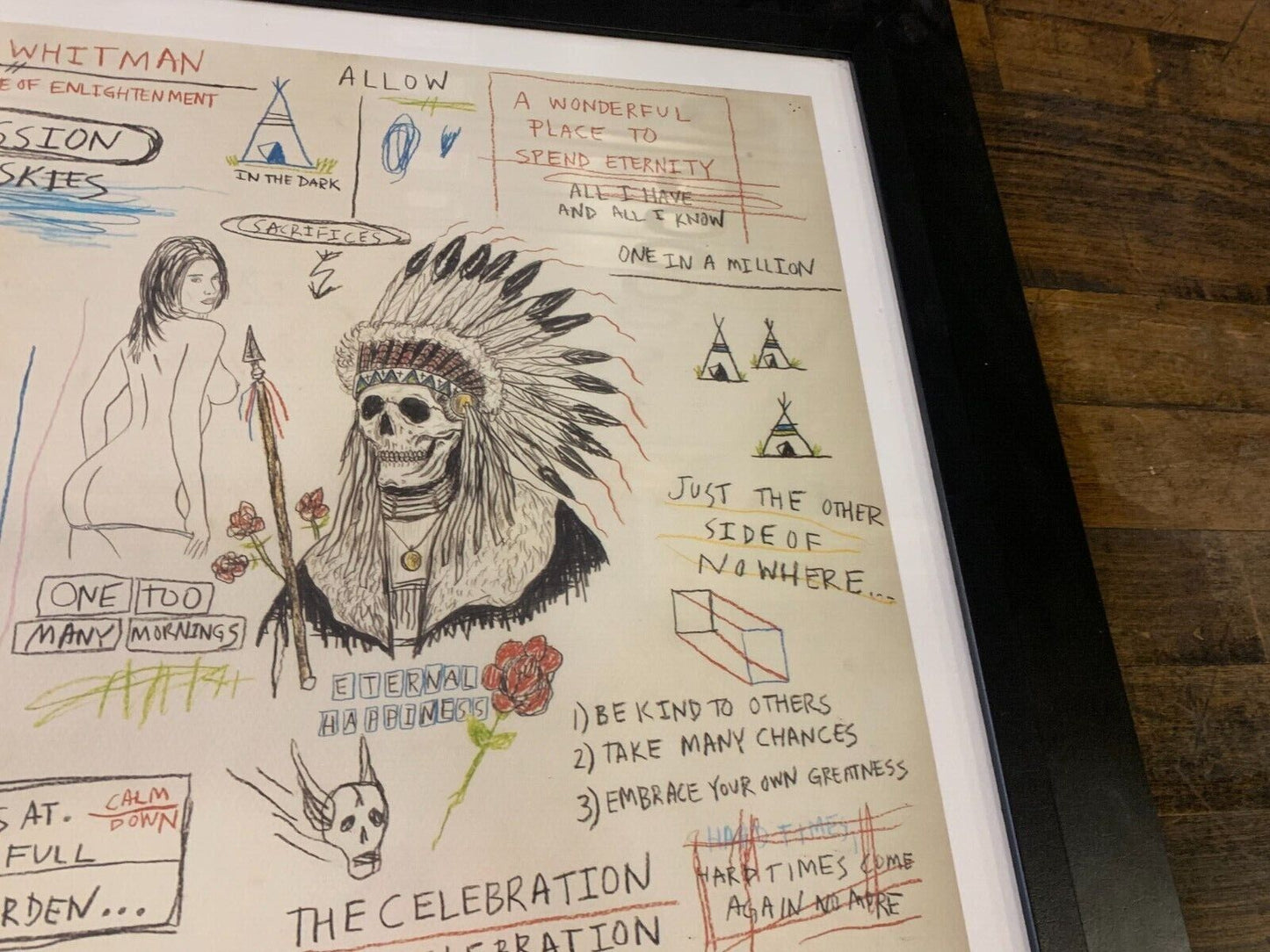 FRAMED "Standing On The Moon" By Wes Lang W/ COA 2013 Tattoo Flash Style ICONIC