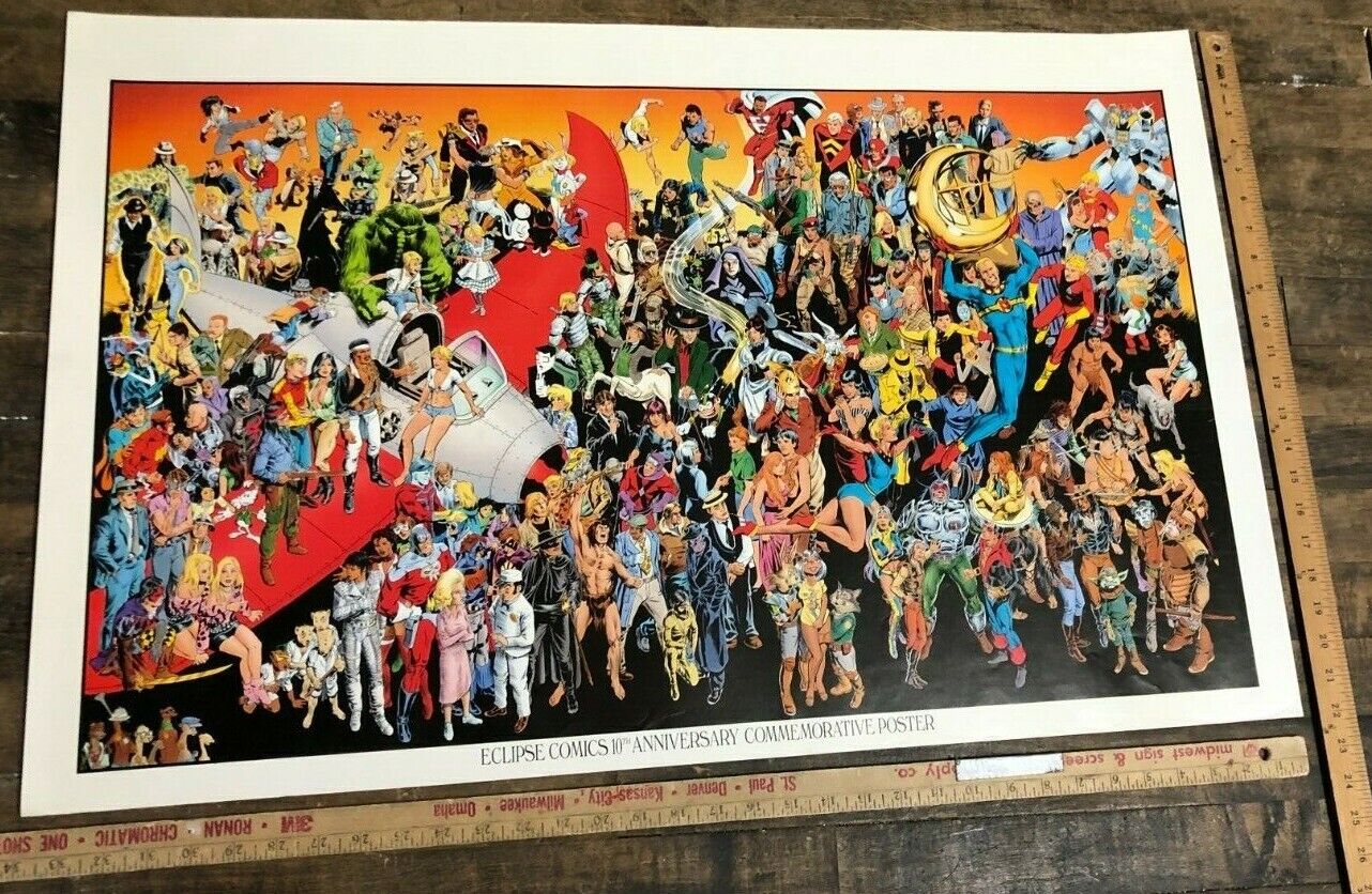 Eclipse Comics 10th Anniversary Commemorative Poster Iconic Vintage Alternative