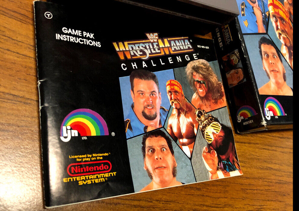 WWF WrestleMania Challenge Nintendo NES Authentic OEM Game Cartridge Box Manual