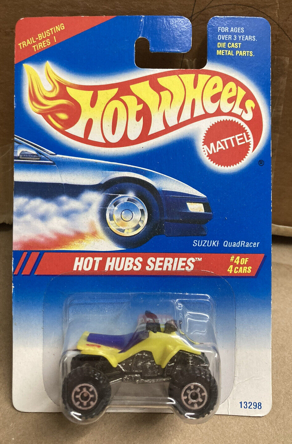 1995 Vintage Hot Wheels #311 Hot Hub Series 4/4 SUZUKI QUADRACER Yellow w/HH Sp 