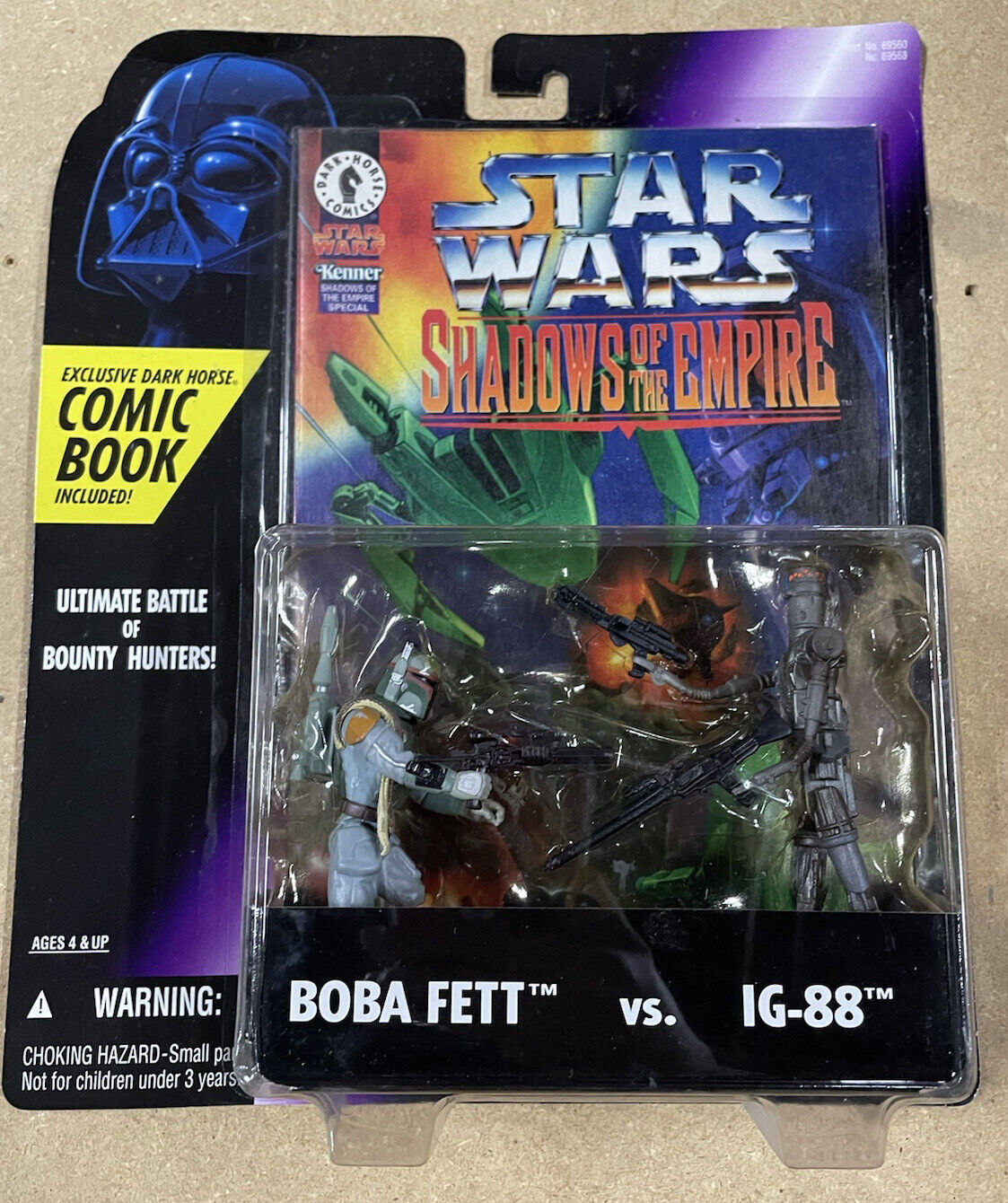 1996 KENNER NEW STAR WARS SHADOWS OF THE EMPIRE BOBA FETT VS IG-88 W/ COMIC BK