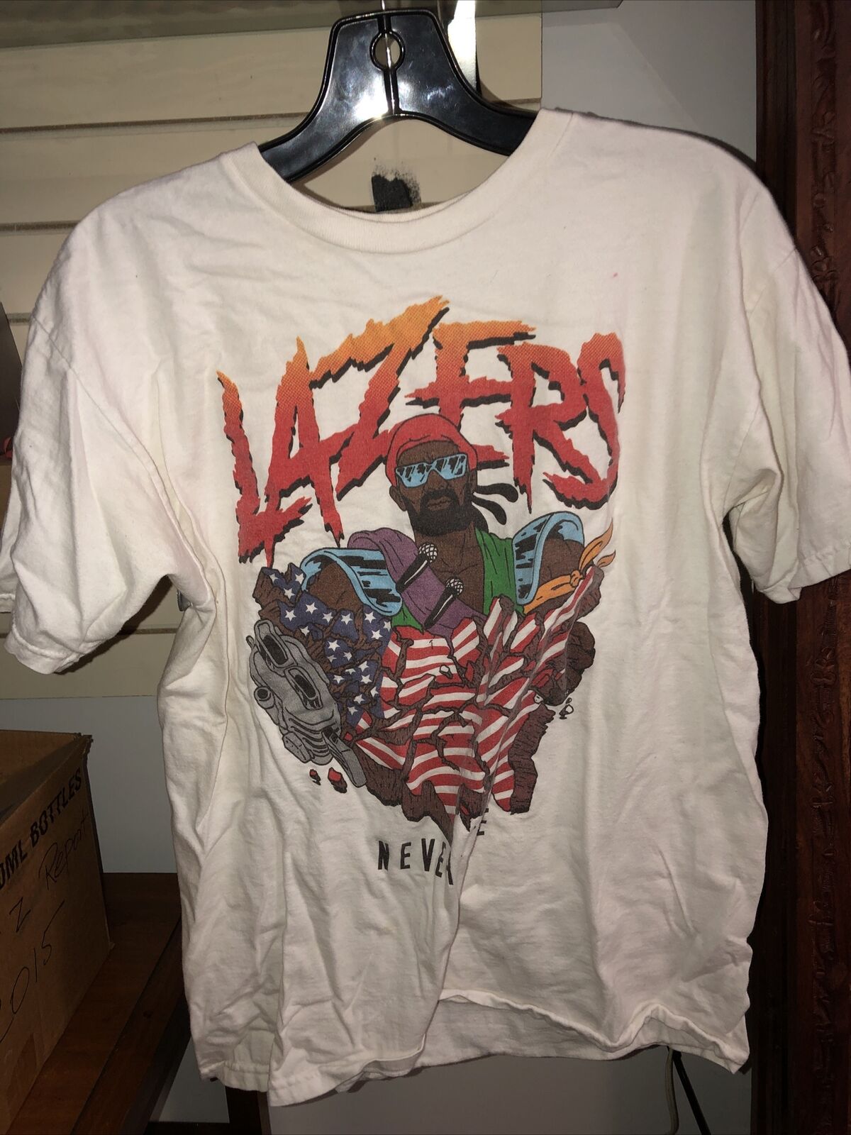 Vintage T Shirt - Lazers Never Die White 2010 Concert Major Lazer Tour Size S