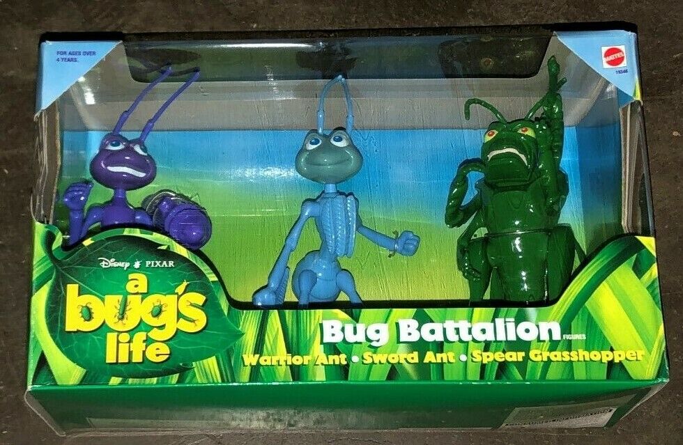 A BUGS LIFE DISNEY PIXAR BUG BATTALION WARRIOR ANT GRASSHOPPER Box Fresh 1998