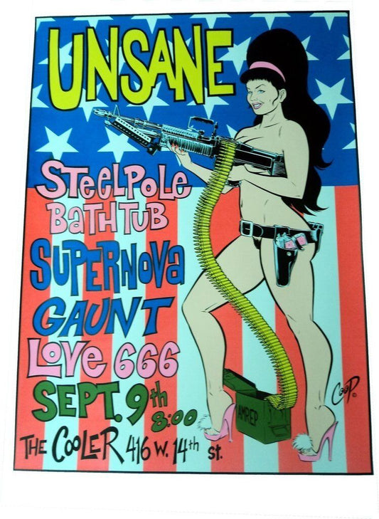 Coop - 1995 - Unsane Concert Poster Signed Numbered Steel pole Bathtub 