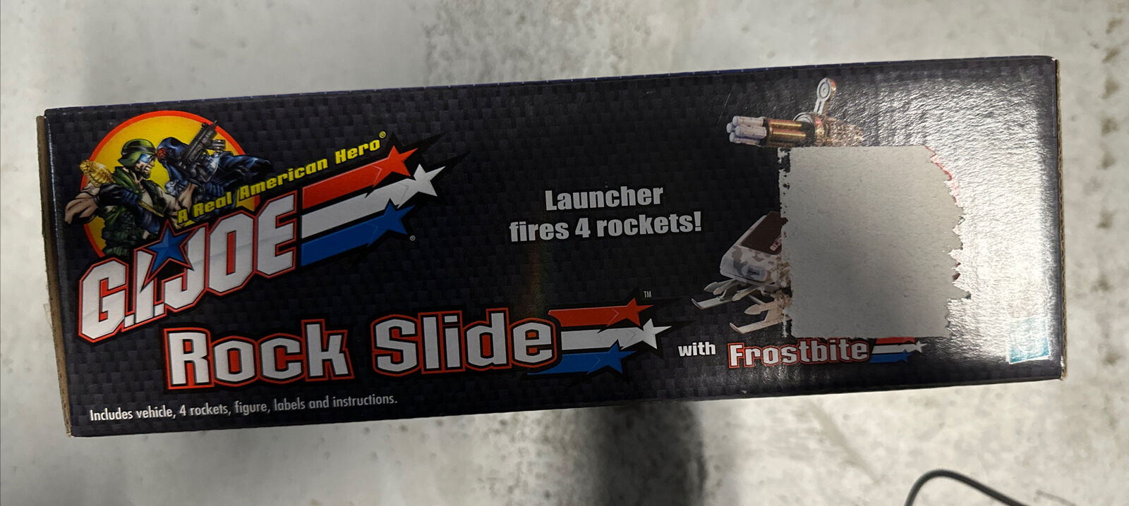 2001 GI JOE VS COBRA ROCK SLIDE VEHICLE FROSTBITE FIGURE FIRING ROCKET LAUNCHER