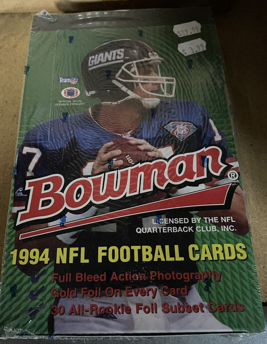 1994 Bowman Football Factory Sealed Box - 24/12 Card Packs - Marshall Faulk RC