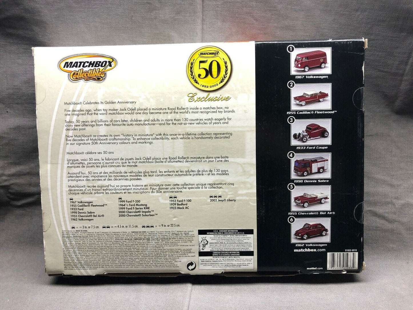 2001 MATCHBOX Collectibles 50th Anniversary Collection Exclusive 6 Cars Set 