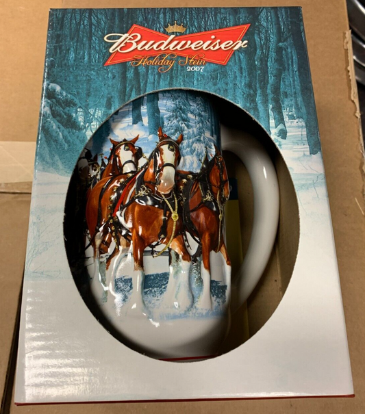 Budweiser 2007 Holiday Stein NIB w/ COA "Winters Calm" Clydesdales Christmas