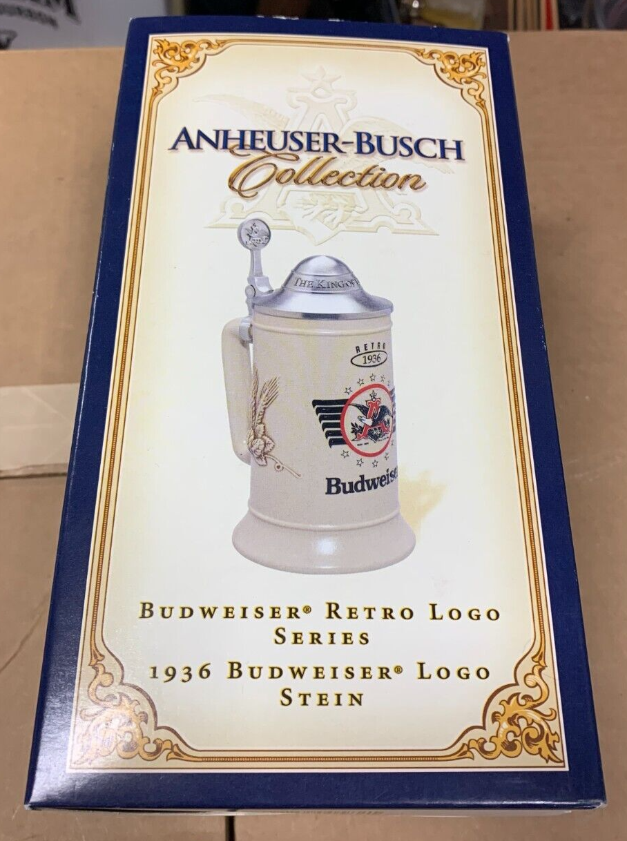 Anheuser Busch Collection Budweiser Retro Logo Series 1936 Logo Stein NIB w COA