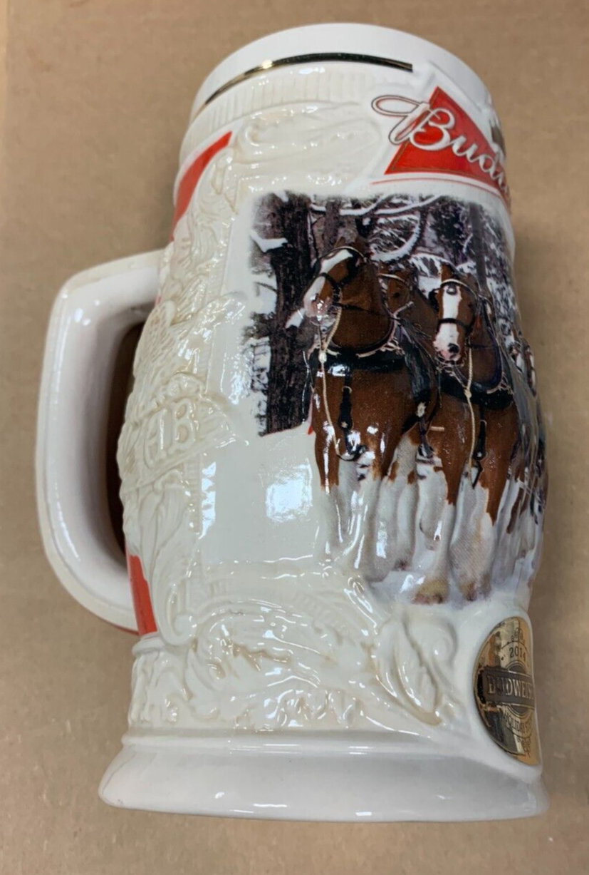 2014 Budweiser Holiday Stein "Holiday Lane" NIB w/ COA Clydesdales Xmas