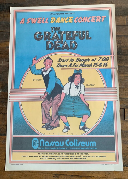 David Byrd - 1973 - Grateful Dead NY Concert Poster @ Nassau Coliseum PP-2