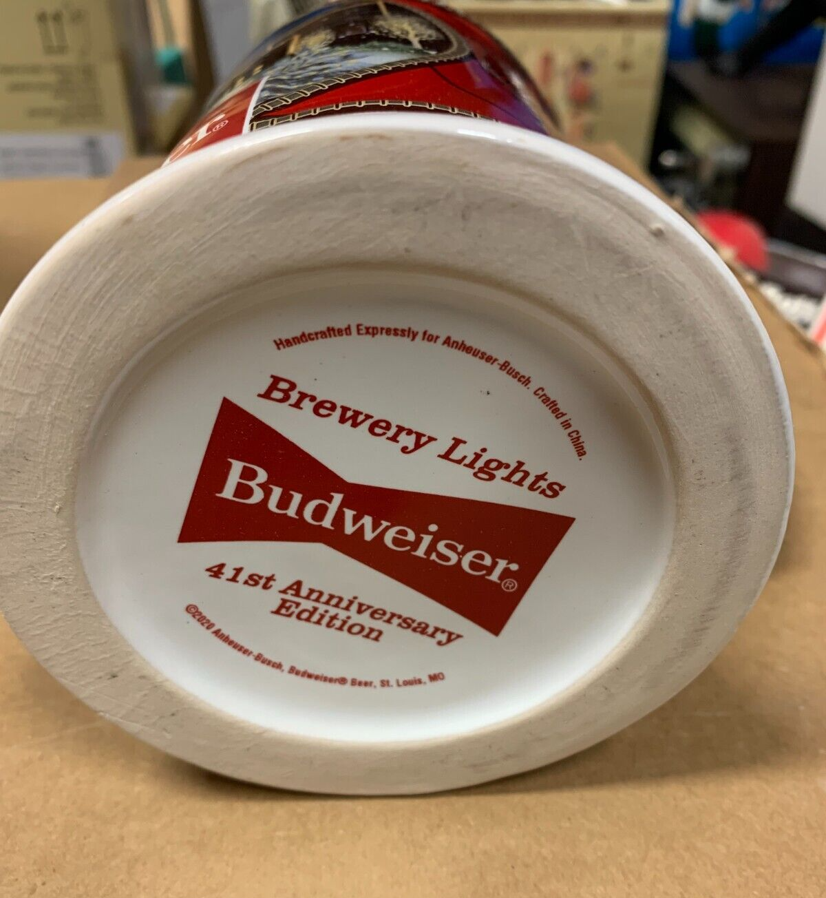 41st Anniversary Edition Budweiser Holiday Stein NIB w/ COA "Brewery Lights"