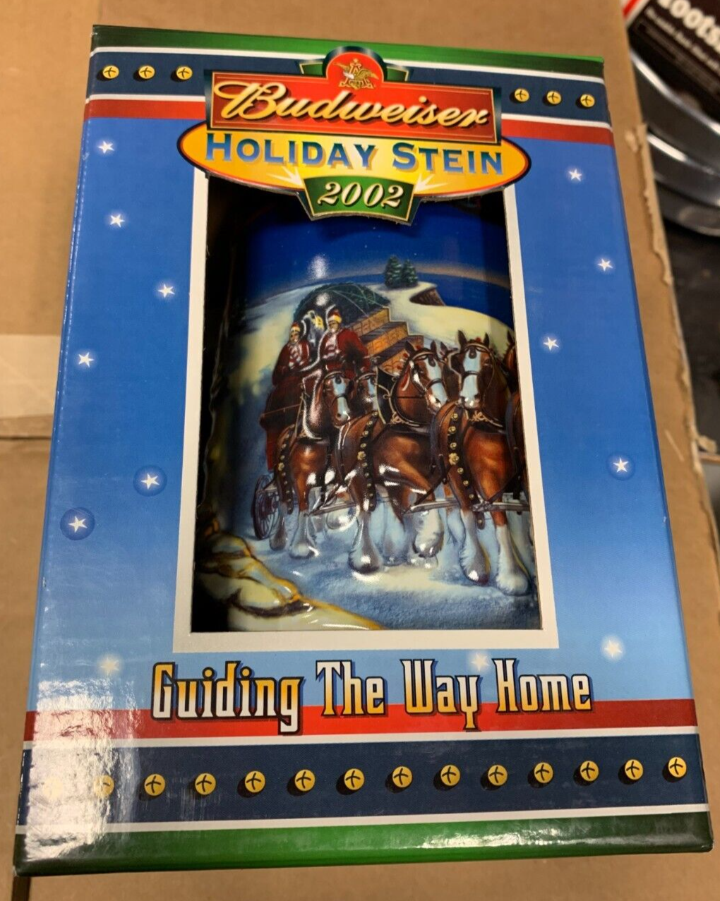 Budweiser 2002 Holiday Stein "Guiding The Way Home" NIB Clydesdales Christmas