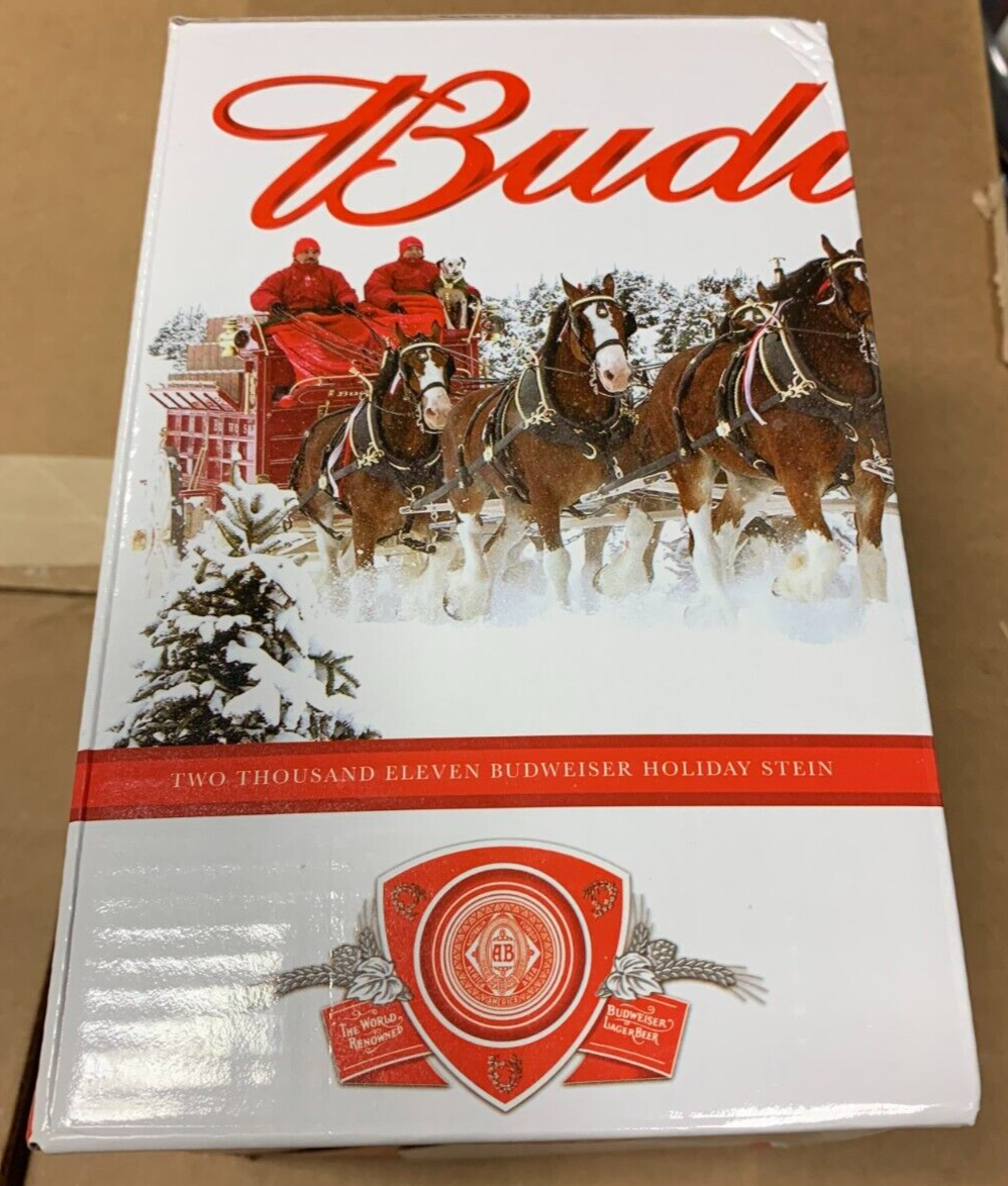 Budweiser 2011 Holiday Stein NIB w/ COA Strength Power Beauty Clydesdales Xmas