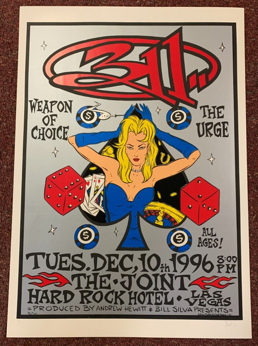 Alan Forbes - 1996 - 311 Concert Poster S&N W/ Weapon Of Choice Las Vegas