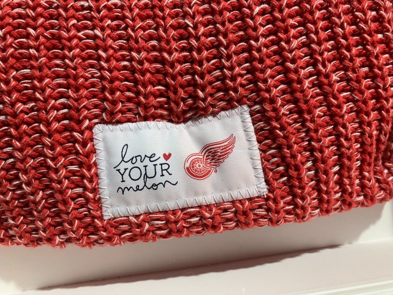 FRAMED - Love Your Melon Knit Beanie - Detroit Red Wings Red & White Yarn