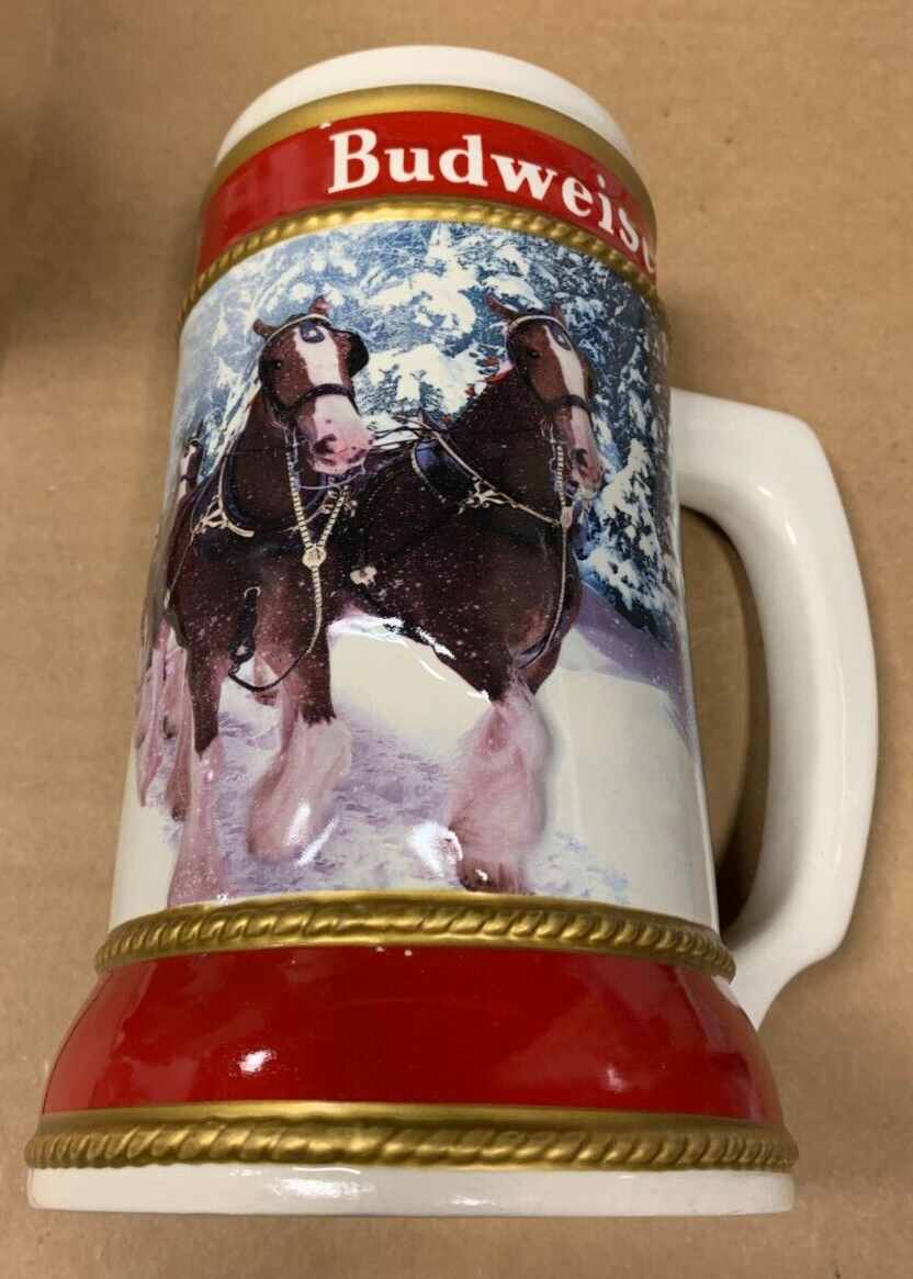 Budweiser 40th Anniversary Holiday Stein "Winter Passage" NIB w COA Clydesdales