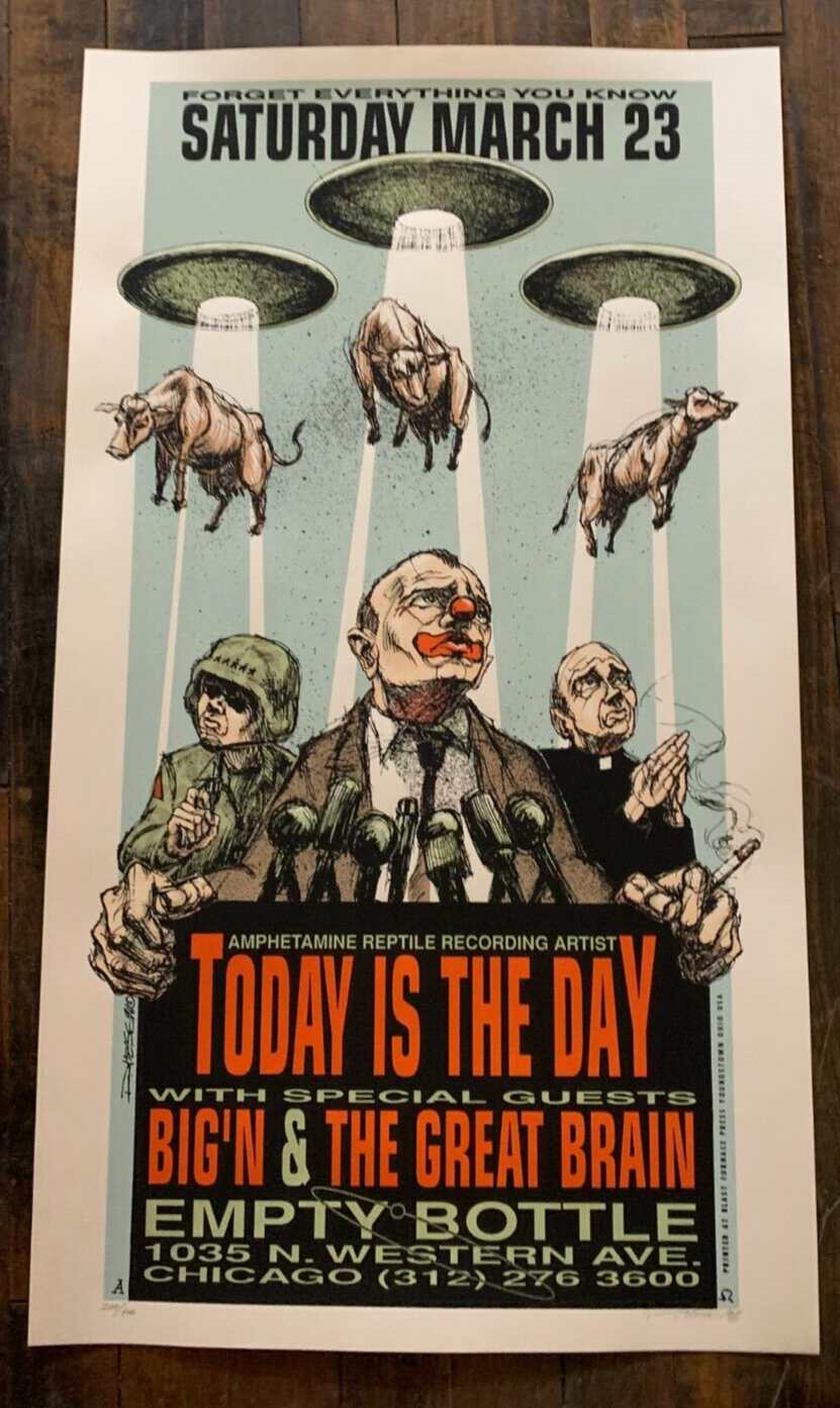 Derek Hess - 1996 - Today Is The Day Concert Poster S&N @ Empty Bottle Chicago