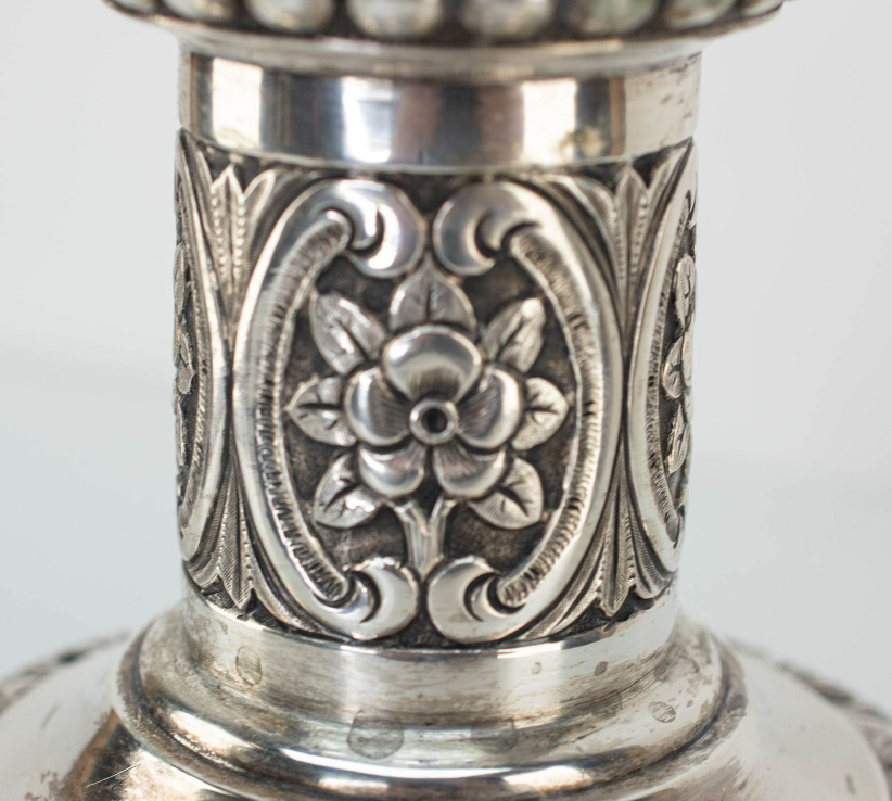 Antique A. Riedel 19th c Russian 875 Silver Candlestick Antoni 26.84 troy oz M.G