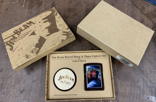 VINTAGE ZIPPO Jim Beam Barrel Bung & Zippo Lighter Set Limited Edition /7500