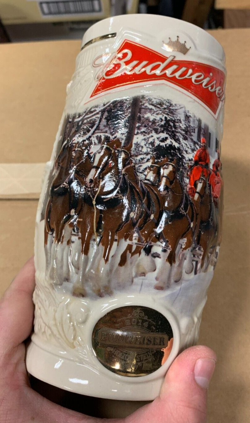 2014 Budweiser Holiday Stein "Holiday Lane" NIB w/ COA Clydesdales Xmas