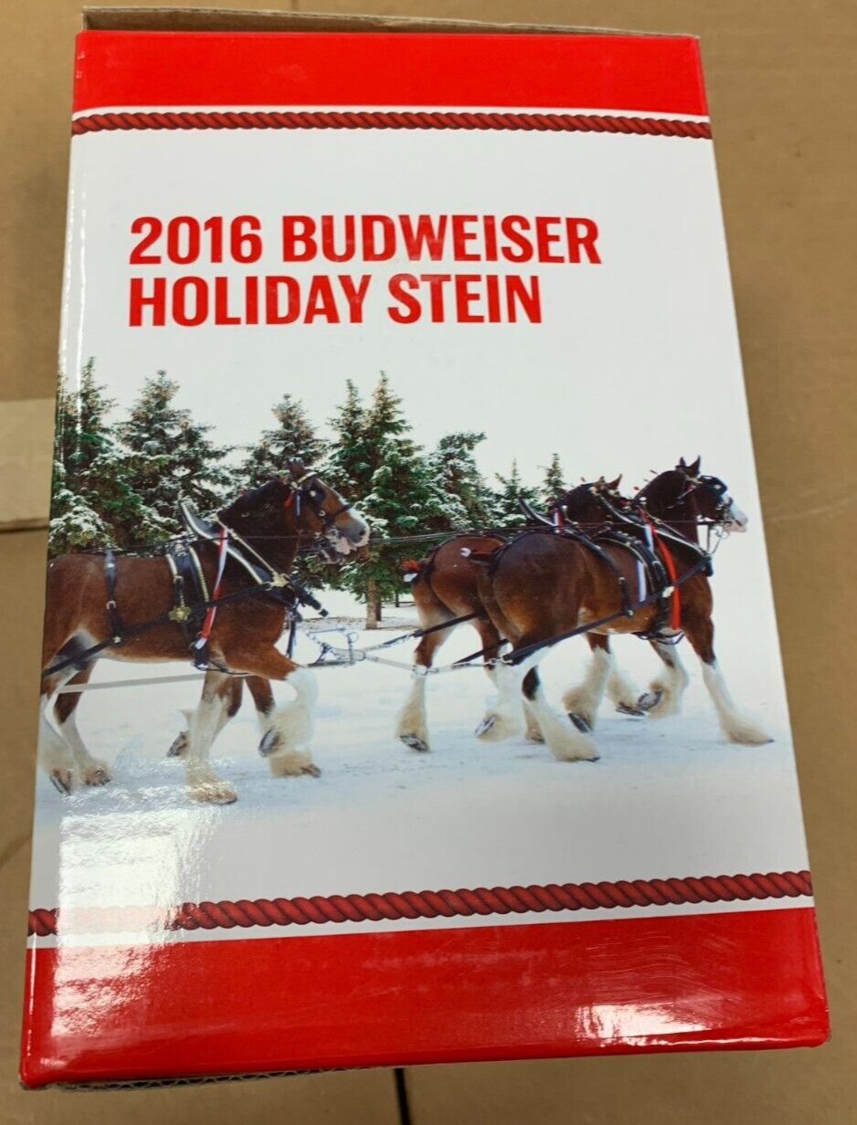 2016 Budweiser Stein "December Excursion" Holidays Xmas NIB w/ COA Clydesdales