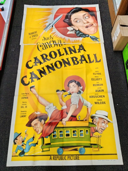 "Carolina Cannonball" Original Three Sheet 41X79 VINTAGE 1955 Judy Canova RARE