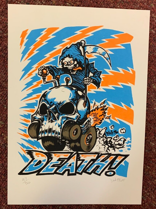 DWITT - 2005 - "DEATH!" Handbill Print S&N Motorcycle Skulls Metal