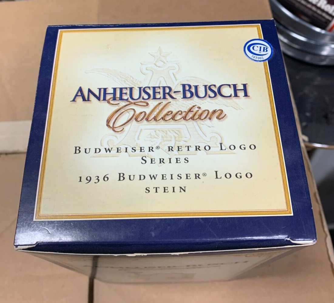 Anheuser Busch Collection Budweiser Retro Logo Series 1936 Logo Stein NIB w COA