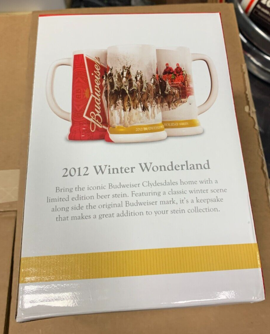 2012 Budweiser Holiday Stein "Winter Wonderland" NIB w/ COA Clydesdales Xmas