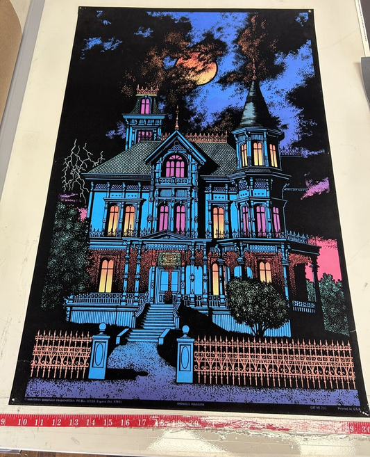 Black Light Poster "Ominous Mansion" Western Graphics Corporation NOS 1970